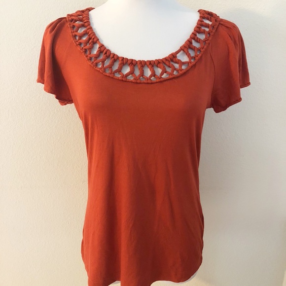 Banana Republic Tops - Banana Republic | Terra Cotta Lattice Neck Top